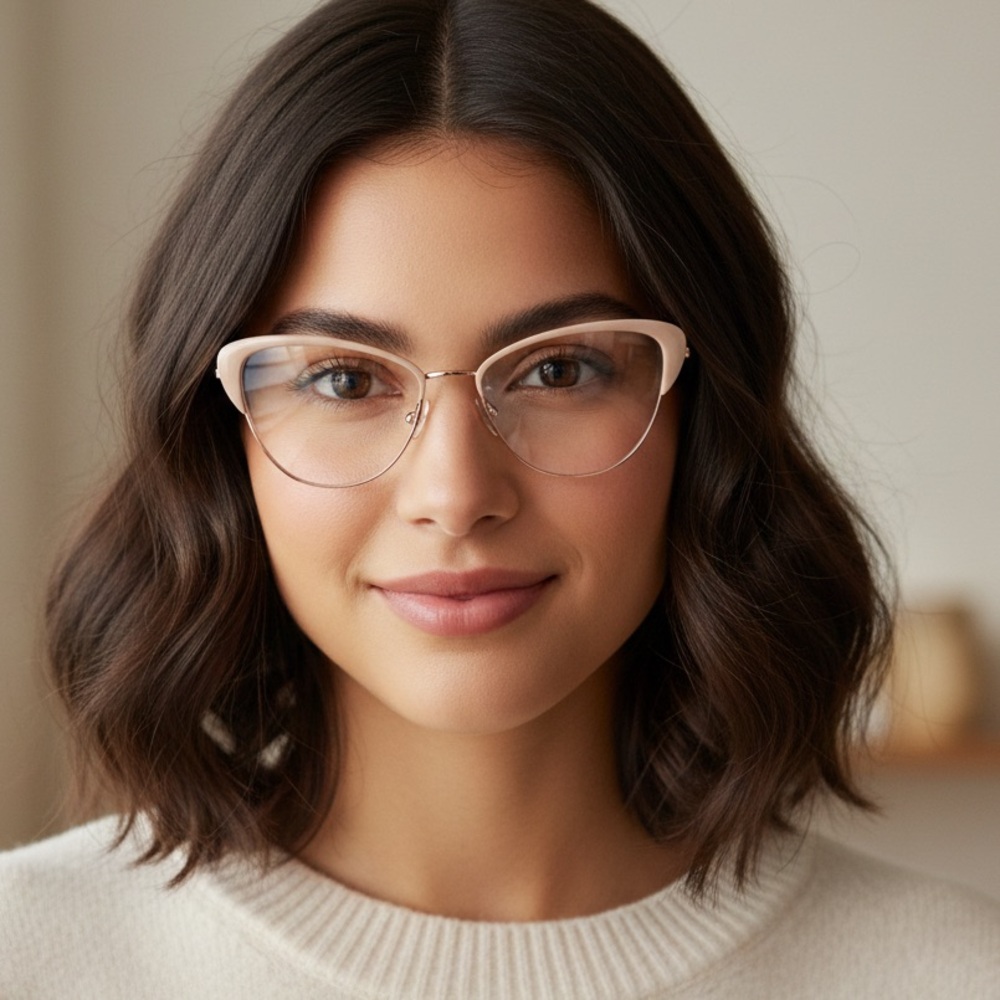 New! Garrett Leight Vista RG-PBL Elegant Rose Gold Cat-Eye Glasses, Authentic